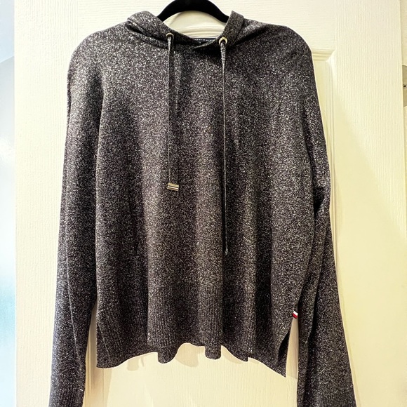 Tommy HILFIGER Womens Silver Long Sleeve Hooded Blouse - Picture 2 of 5